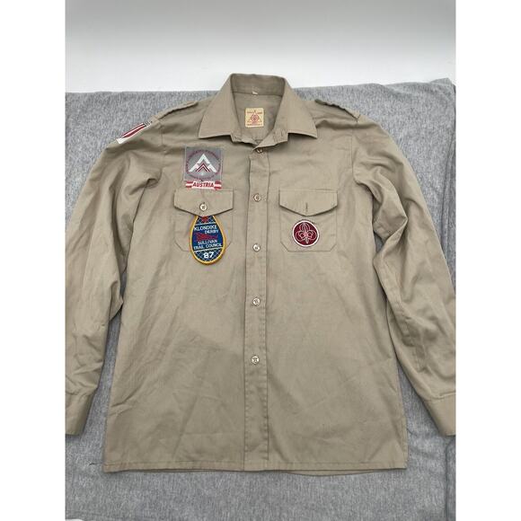 VTG Official Boy Scouts Of America Khaki LS Shirt AUSTRIA Wein Gruppe 34 Size 34 - Picture 1 of 16